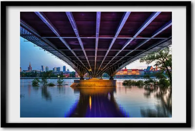 Produktbild von Bild 60x40 MDF-Rahmen, Wandkunst Brücke in Warschau