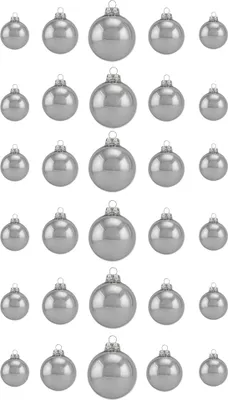 Produktbild von Thüringer Glasdesign Weihnachtskugel-Set 30-tlg. - Silber