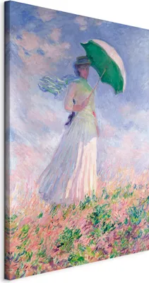 Produktbild von Vliesstoff Leinwandbild - Woman with a Parasol, facing right 60x90 cm Reproduktionen l-G-10110-b-a