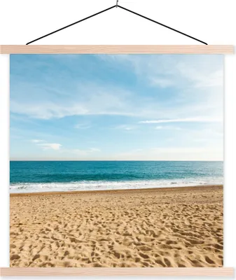 Produktbild von MuchoWow® Textilposter Sand - Strand - Sonne 40x40 cm mit holzfarbenen Rahmen - Posterleiste