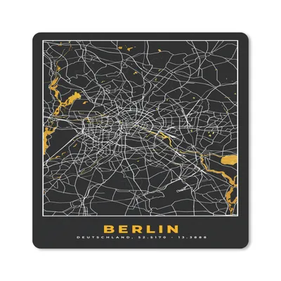 Produktbild von MuchoWow® Mauspad Mousepad Berlin - Deutschland - Karte - Stadtplan - Gold 20x20 cm - Mousepads - Maus Mat - Pad - Mausunterlage - Desk Mat - Bureauartikeln