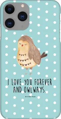 Produktbild von Mr. & Mrs. Panda Iphone 11 Pro Handyhülle Eule Zufrieden - Türkis Pastell - Geschenk, Premium Kunststoff, Liebe Spruch, Hochzeitstag, Romantisch, Owl, Liebesspruch