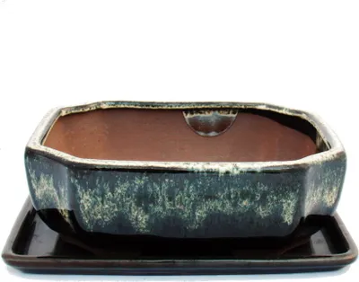 Vaso per bonsai rotondo (forma a fior di loto) in gres smaltato rosso 12,5x12,5x5 cm - A003 | Leroy Merlin