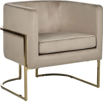 Produktbild von BELIANI Sessel Taupe Polsterbezug aus Samtstoff mit Metallgestell in Gold halbrunde Form Glamouröser Edler Stil
