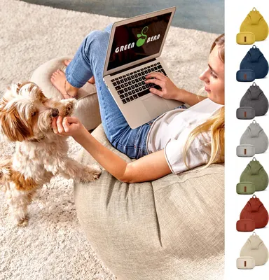 Produktbild von Green Bean® 2er Set Indoor XXL Sitzsack "Home Linen" + Hocker mit EPS Perlen Füllung - Sand Creme
