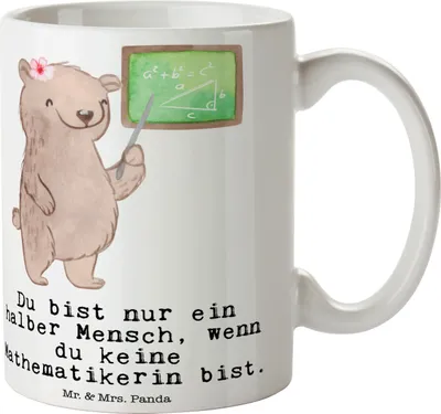 Produktbild von Mr. & Mrs. Panda Kaffeebecher Mathematikerin Herz - Weiß - Geschenk, Master, Kaffeetasse, Bachelor, Spruch, Becher, Teebecher, Tasse, Teetasse, Kaffeepott, Witzig