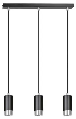 Obrázok produktu pre Závesná lampa Fumiko z čiernej ocele s chrómovými detailmi