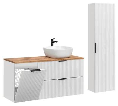 Produktbild von Waschtisch und Hängesäule 120.8cm Adriel mit 2 Schubladen, Weiß