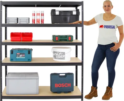 Produktbild von Mega Deal | 3x Schwerlastregal Giant Elephant | HxBxT 180x150x60 cm |  Fachlast 200kg | Schwarz