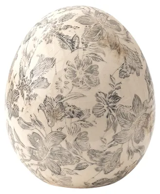 Produktbild von Clayre & Eef Figur Ei Ø 14x16 cm Grau Beige Keramik Blumen