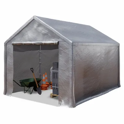 Produktbild von TOOLPORT Lagerzelt 3x4 m Zelthalle Unterstand Zeltgarage PE Plane 350 N wasserdicht in grau
