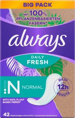 Produktbild von always Slipeinlagen Daily Fresh Normal pflanzenbasiert ohne Duft Big Pack, 42 St