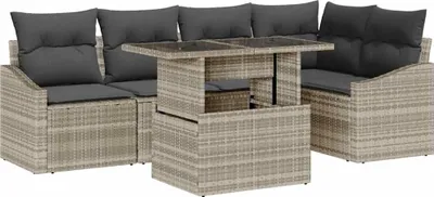 Produktbild von vidaXL Gartensofa-set 6 Stk. Hellgrau Poly-Rattan