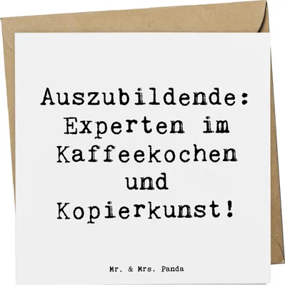 Produktbild von Mr. & Mrs. Panda Glückwunschkarte Spruch Auszubildende Kaffeekünstler - Weiß - Geschenk, Alltagsheld, Berufe, Grußkarte, Berufskarriere, Beruf, faltkarte, Azubi