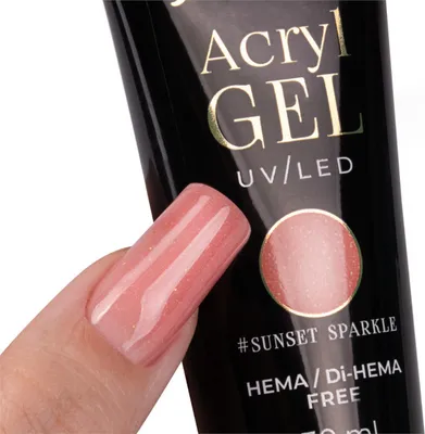 Produktbild von Acrylgel Polygel Aufbaugel für Verlängerungen AcrylGel Molly Nails HEMA/Di-HEMA Free Sunset Sparkle 30 ml
