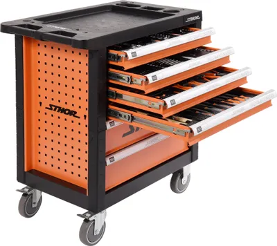 Produktbild von Sthor 58550, Metall, Schwarz, Orange, 3 Schublade(n), 3 Schublade(n), Kugellager-Teleskopschienen, 300 kg