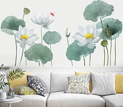 Produktbild von Wandtattoo Wandaufkleber Lotus Weiß Weiss Blumen Wandsticker Wandbild Bilder Wohnzimmer Schlafzimmer Deco