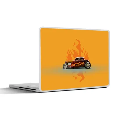 Produktbild von MuchoWow® Laptop Aufkleber Sticker Cover Auto - Flammen - Rot - Vintage 31x22.5 cm - Laptop-Deko