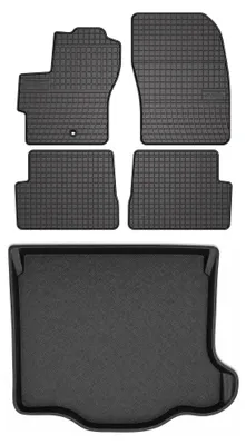 Produktbild von Gummimatten + Kofferraumwanne für Mazda 3 I BK 2003-2009 (Limousine) – Schwarz, passgenau – Wielganizator SolidPRO