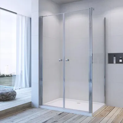 Produktbild von AQUABATOS® Duschkabine Eckeinstieg mit Pendeltür und Seitenwand aus 6mm ESG Sicherheitsglas mit Nanobeschichtung, Eckdusche Schwingtür Drehtür Duschtür Nischentür Dusche 100x80x197 cm