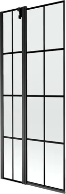 Produktbild von Mexen Flip Duschwand 2-flügelig 80 x 150 cm, schwarzes Gitter, schwarz - 894-080-101-70-77