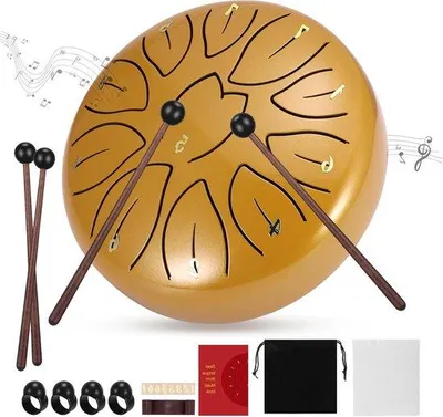 Produktbild von Famanu Mini Handpan 6 Zoll - Lotus Design mit Tragetasche und Schlägeln