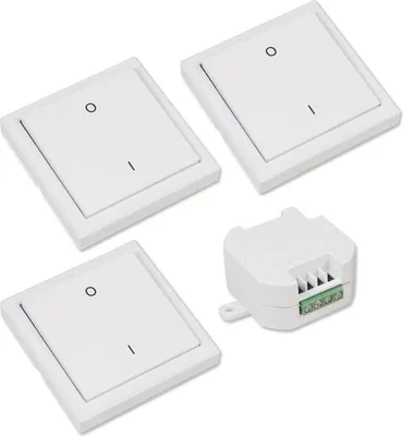 Produktbild von Funk-Schalter Set McPower ''Comfort'' Empfänger + 3x Wandtaster, max. 2000W