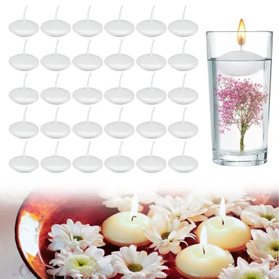 Image de Bougies flottantes - 30 pièces - Étanches, pour décoration - Blanc