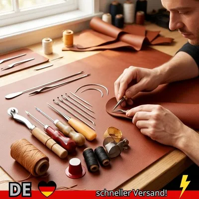 Produktbild von LEDerhandwerk-Nähset Gewachster Faden Handquiltnadeln Nähen Ahle für Anfänger