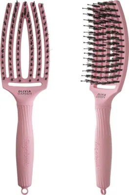 Two pink hairbrushes are shown side-by-side against a white background.