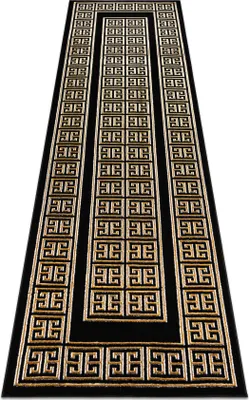 Produktbild von Teppich, Läufer ALLURE 1968 Griechischer Schlüssel, Rahmen - Strukturell, stilvoll, glamourös schwarz / gold Schwarz 60x250 cm