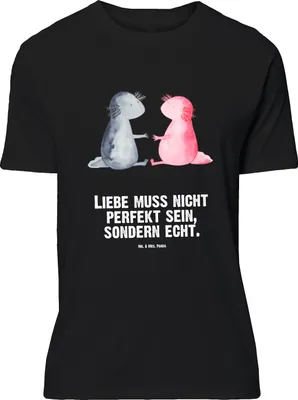 Produktbild von Mr. & Mrs. Panda Größe L T-Shirt Axolotl Liebe - Schwarz - Geschenk, Tshirt, Valentinstag, Axolot, Shirt, mit Spruch