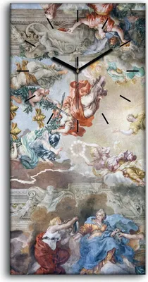 Produktbild von Dekor Leinwand Uhr Wandbilder Quarz 30x60 Deckenfresko Italien Palastarchitektur - schwarze Hände