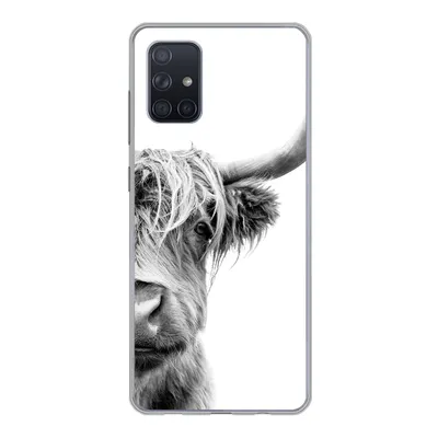 Produktbild von MuchoWow® Handyhülle Schutzhülle Hülle für Samsung Galaxy A51 Schottischer Highlander - Tiere - Schwarz - Weiß Silikon Softcase Handy Hülle - Schutzabdeckung