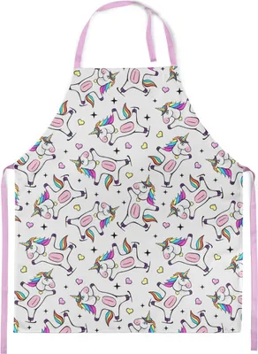 Produktbild von Kochschürze Für Kinder, Jungen und Mädchen, Schürze mit Klettverschluss, Weihnachten, Einhorn Eis Skater [099]