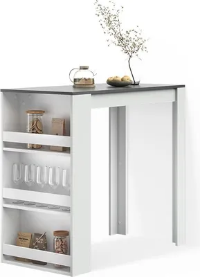 Image de Table de bar Livinity Regusa blanc/anthracite 57x117cm, Model 55912