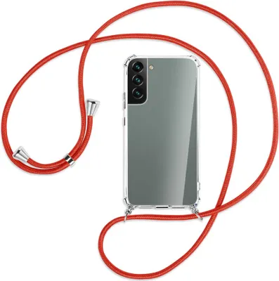 Produktbild von Handykette Backcover-Schutzhülle mit Band (Metall silberfarben) für Samsung Galaxy S22 Plus 5G (S906) - rot