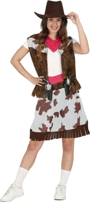 Produktbild von Cowgirl Abenteuer Weste Halstuch Westernlook Karneval Accessoires Cowboyhut Bandana, Größe: 14 - 16 Jahre Farbe: Braun