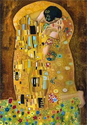 Produktbild von Wallario Poster - Der Kuss von Klimt, Kunstdruck Größe: 70 x 100 cm
