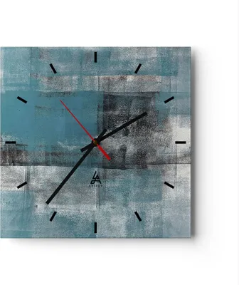 Produktbild von Wanduhr - Quadrat - Glasuhr - Abstraktion Modern Gürtel - 40x40cm - Schleichendes Uhrwerk - Lautlos - zum Aufhängen bereit - Dekoration Modern - Wanddekoration aus Glas - C3AC40x40-4283