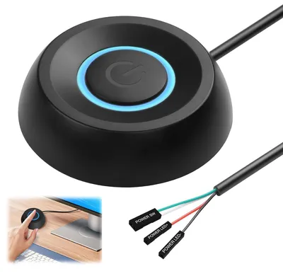 Productafbeelding van Desktop PC Power Switch - Afstandsbediening Startknop - Computer Starten - Met Blauwe LED - 1.8m Kabel - Zwart