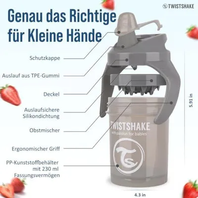 Produktbild von Twistshake Mini cup, Ausgießerbecher, 4 Monat( e), Grau, Polypropylen (PP), Silikon, Thermoplastisches Elastomer (TPE), Junge/Mädchen, Silikon