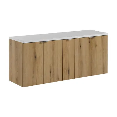 Produktbild von Waschbeckenunterschrank 140 cm 2 Unterschränke & Seitenschrank mit Arbeitsplatte, Nova Oak N BM257 -  Evoke Eiche/Weiß Matt