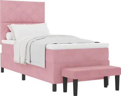 Obrázok produktu pre Posteľ s pružinovým rámom Ružová 200 x 90 cm Zamat
