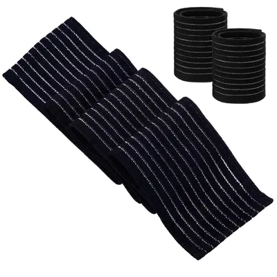 Produktbild von 2er Set elastische Handgelenkbandagen Sport, atmungsaktive Handgelenkstütze mit Klettverschluss, Schwarz