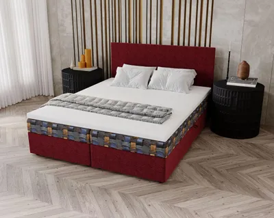 Obrázek produktu pro Čalouněná postel 160x200 OTILIE 3 s úložným prostorem - červená + vzor