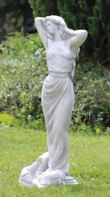 Immagine prodotto di Casa Padrino scultura da giardino in stile liberty donna grigia h. 70 cm - Elegante figura in pietra per la decorazione del giardino - Accessori per la decorazione del giardino in stile barocco e liberty