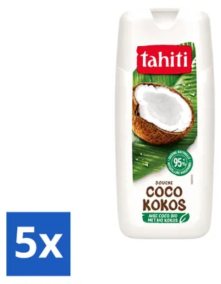 Produktbild von 5 x Tahiti Douchegel mit biologischer Kokos - Vegan - 300 ml - Vorteilspackung - 5 Stücke
