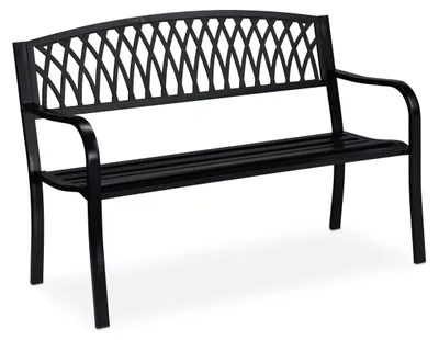 Zdjęcie produktu dla Ławka ogrodowa - Metalowa - 2-osobowa - 127 x 87 x 60 cm - Czarna - Do ogrodu, tarasu i werandy