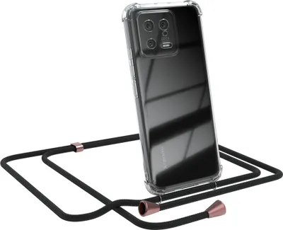 Immagine prodotto di EAZY CASE catena per cellulare compatibile con Xiaomi 13, custodia per cellulare con cordino, cavo per cellulare, custodia protettiva trasparente, cinturino in nero